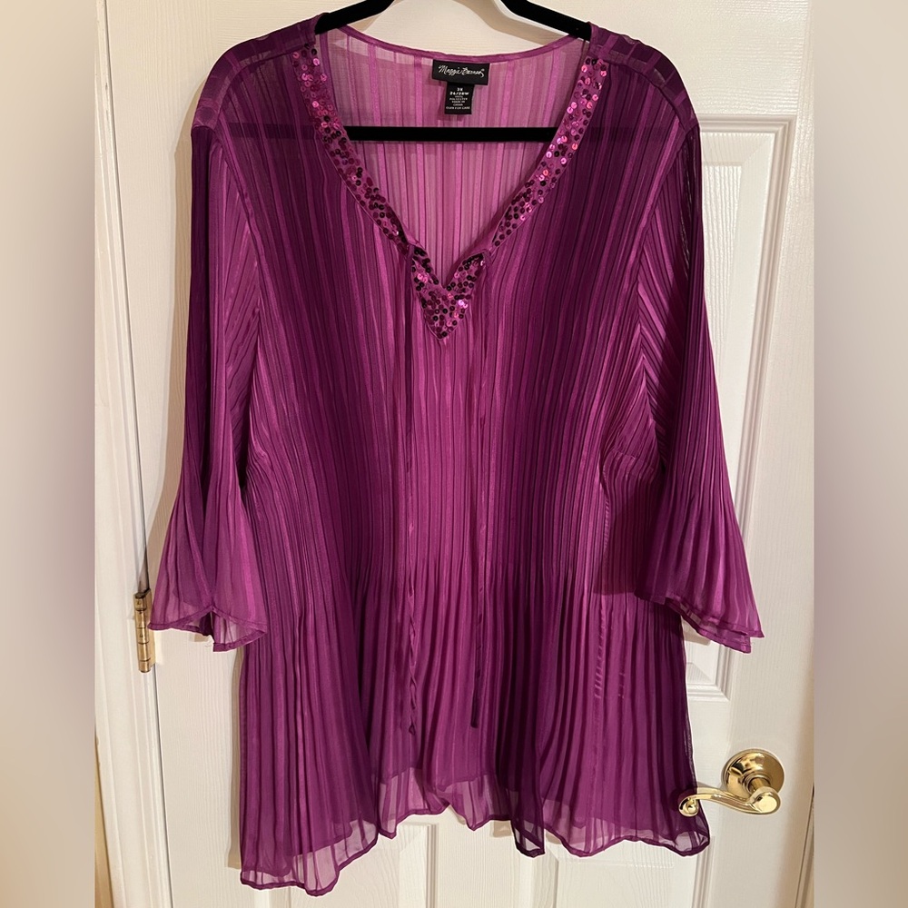 Maggie Barnes Purple Blouse with Sequin Accents